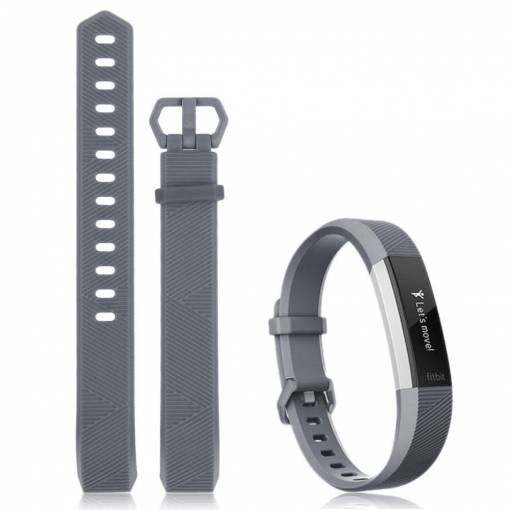 Foto - eses Silikonový řemínek pro Fitbit Alta, Alta HR a Ace - Velikost S, tmavě šedý