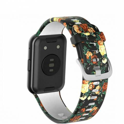 Foto - eses Silikonový řemínek pro Huawei Watch Fit a Huawei Watch Fit New - Vzorovaný, květinový
