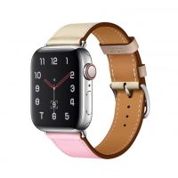 eses Kožený barevný řemínek pro Apple Watch - Béžovo růžový 38mm, 40mm, 41mm