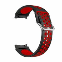 eses Silikonový dírkovaný řemínek pro Samsung Galaxy Watch 4, 5, 6, 7 - Černo červený, 20 mm