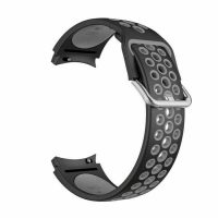 eses Silikonový dírkovaný řemínek pro Samsung Galaxy Watch 4, 5, 6 - Černo šedý, 20 mm