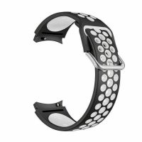 eses Silikonový dírkovaný řemínek pro Samsung Galaxy Watch 4, 5, 6, 7 - Černo bílý, 20 mm