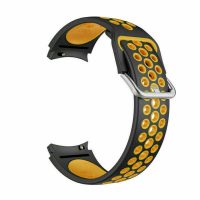 eses Silikonový dírkovaný řemínek pro Samsung Galaxy Watch 4, 5, 6, 7 - Černo žlutý, 20 mm
