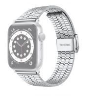 eses Kovový řemínek pro Apple Watch s trojitým proužkem - Stříbrný 42mm, 44mm, 45mm, 49mm
