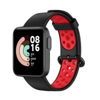 eses Silikonový řemínek dírkovaný černo-červený pro Xiaomi Mi Watch Lite
