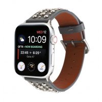 eses Kožený řemínek s nýty pro Apple Watch - Šedý 38mm, 40mm, 41mm