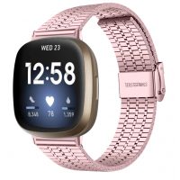 eses Kovový řemínek trojitý pro Fitbit Versa 3/4, Sense 1/2 - Růžový