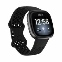 eses Silikonový řemínek dírkovaný pro Fitbit Versa 3 a 4, Sense 1 a 2 - Velikost L, černý