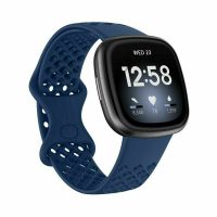 eses Silikonový řemínek dírkovaný pro Fitbit Versa 3 a 4, Sense 1 a 2 - Velikost L, modrý