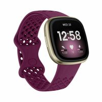 eses Silikonový řemínek dírkovaný pro Fitbit Versa 3 a 4, Sense 1 a 2 - Velikost L, fialový