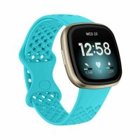 eses Silikonový řemínek dírkovaný pro Fitbit Versa 3 a 4, Sense 1 a 2 - Velikost L, mátový