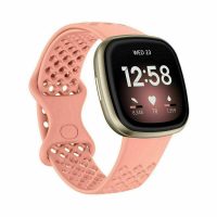 eses Silikonový řemínek dírkovaný pro Fitbit Versa 3 a 4, Sense 1 a 2 - Velikost S, tmavě růžový