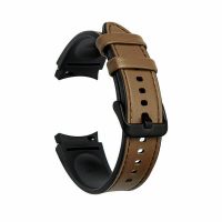 eses Sportovní kožený řemínek pro Samsung Galaxy Watch 4 a Watch 5 - Hnědý, 20 mm