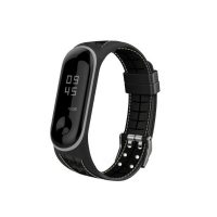 eses Silikonový řemínek pro Xiaomi Mi Band 5 a Xiaomi Mi Band 6 - Černý reliéf s šedým prošíváním