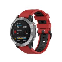 eses Silikonový řemínek pro Garmin - Červeno černý, QuickFit 20 mm