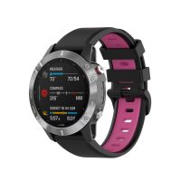 eses Silikonový řemínek pro Garmin - Černo růžový, QuickFit 22 mm