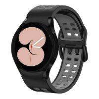 eses Silikonový dvojřadý dírkovaný řemínek pro Samsung Galaxy Watch 4, 5, 6 - Černo šedý, 20 mm