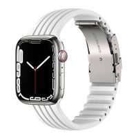 eses Silikonový řemínek pro Apple Watch s kovovou sponou - Bílý 42mm, 44mm, 45mm, 49mm