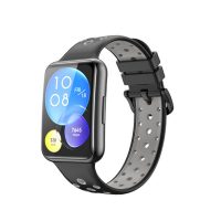 eses Silikonový řemínek dírkovaný pro Huawei watch fit 2 - Černo šedý