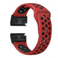 eses Silikonový dírkovaný řemínek pro Garmin - Červeno černý, QuickFit 26mm