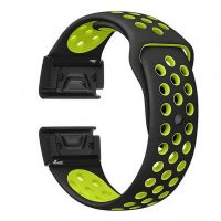 eses Silikonový dírkovaný řemínek pro Garmin - Černo zelený, QuickFit 26mm