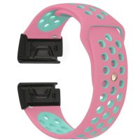 eses Silikonový dírkovaný řemínek pro Garmin - Růžovo zelený, QuickFit 20 mm