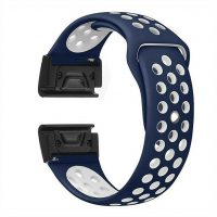 eses Silikonový dírkovaný řemínek pro Garmin - Modro bílý, QuickFit 20 mm