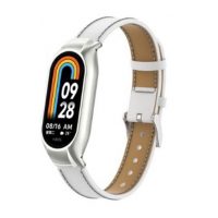 eses Kožený řemínek pro Xiaomi Mi Band 8 a 9 - Bílý