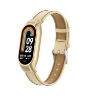 eses Kožený řemínek pro Xiaomi Mi Band 8 a 9 - Zlatý