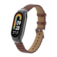 eses Kožený vlnitý řemínek pro Xiaomi Mi Band 8 a 9 - Hnědý
