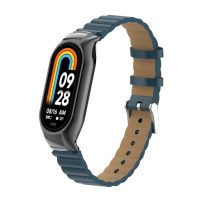 eses Kožený vlnitý řemínek pro Xiaomi Mi Band 8 - Tmavě modrý