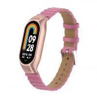 eses Kožený vlnitý řemínek pro Xiaomi Mi Band 8 a 9 - Růžový