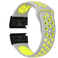 eses Silikonový dírkovaný řemínek pro Garmin - Šedo žlutý, QuickFit 20 mm