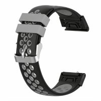 eses Silikonový dírkovaný řemínek pro Garmin - Černo šedý, QuickFit 22 mm