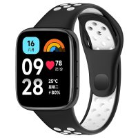 eses Silikonový dírkovaný řemínek pro Xiaomi Redmi Watch 3 Active - Černo bílý