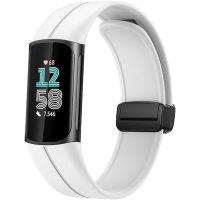 eses Silikonový řemínek s magnetickou přezkou pro Fitbit Charge 5 a 6 - Bílý