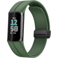 eses Silikonový řemínek s magnetickou přezkou pro Fitbit Charge 5 a 6 - Zelený