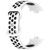 eses Silikonový dírkovaný řemínek pro Xiaomi Redmi Watch 4, Smart Band 8 Pro a 9 Pro - Bílo černý