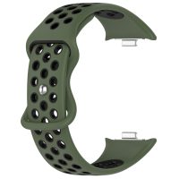 eses Silikonový dírkovaný řemínek pro Xiaomi Redmi Watch 4, Smart Band 8 Pro a 9 Pro - Zeleno černý