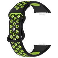 eses Silikonový dírkovaný řemínek pro Xiaomi Redmi Watch 4, Smart Band 8 Pro a 9 Pro - Černo zelený