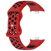 eses Silikonový dírkovaný řemínek pro Xiaomi Redmi Watch 4, Smart Band 8 Pro a 9 Pro - Červeno černý