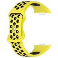 eses Silikonový dírkovaný řemínek pro Xiaomi Redmi Watch 4, Smart Band 8 Pro a 9 Pro - Žluto černý