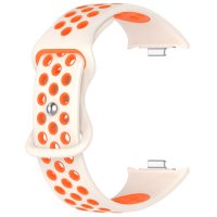 eses Silikonový dírkovaný řemínek pro Xiaomi Redmi Watch 4, Smart Band 8 Pro a 9 Pro - Béžovo oranžový