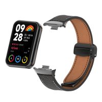 eses Kožený řemínek s magnetickou sponou pro Xiaomi Redmi Watch 4, Smart Band 8 Pro a 9 Pro - Černý