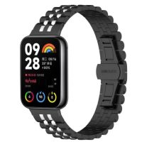 eses Kovový řemínek pro Xiaomi Redmi Watch 4, Smart Band 8 Pro a 9 Pro - Černo stříbrný