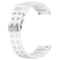 eses Silikonový dvojřadý dírkovaný řemínek pro Samsung Galaxy Watch 4, 5, 6, 7 - Bílý, 20 mm