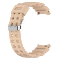 eses Silikonový dvojřadý dírkovaný řemínek pro Samsung Galaxy Watch 4, 5, 6, 7 - Béžový, 20 mm
