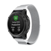 eses Milánský tah pro Garmin - Stříbrný, QuickFit 26 mm