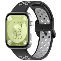eses Silikonový dírkovaný řemínek pro Huawei Watch Fit 3 - Černo šedý