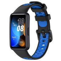 eses Silikonový řemínek dírkovaný pro Huawei Band 8, 9 - Černo modrý